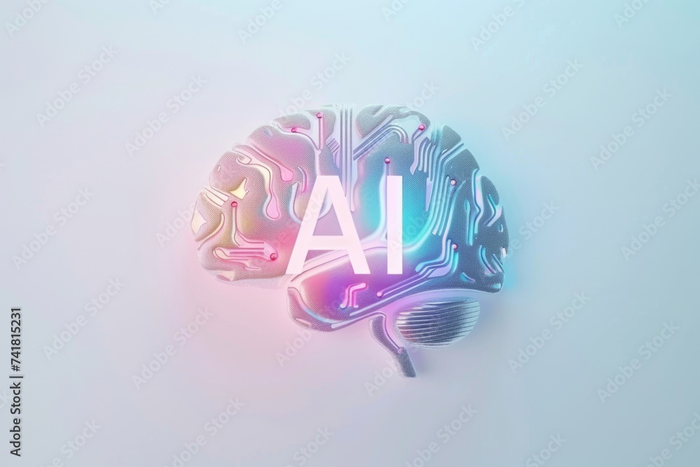 Poster ai brain chip informatics integration. artificial intelligence neuronal cell adhesion mind digital o