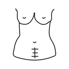 Transverse incision line icon. Abdominal incisions. Scars line icon in vector, c-section scar illustration