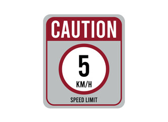 5km speed limit. Vector design for traffic, caution with speed. Sign isolated on white background