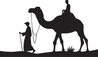 camel in the desert vector illustration 