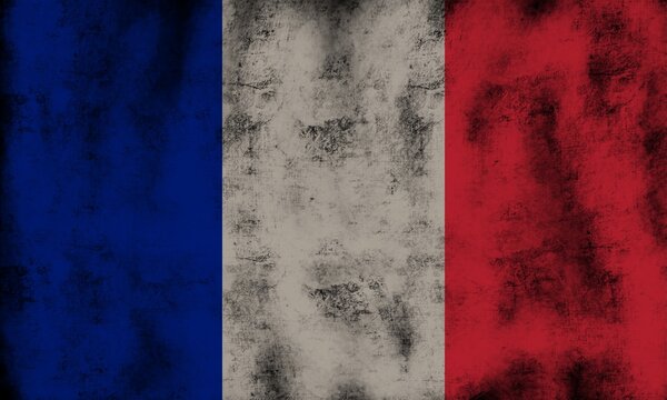 Flag of France with grunge texture.