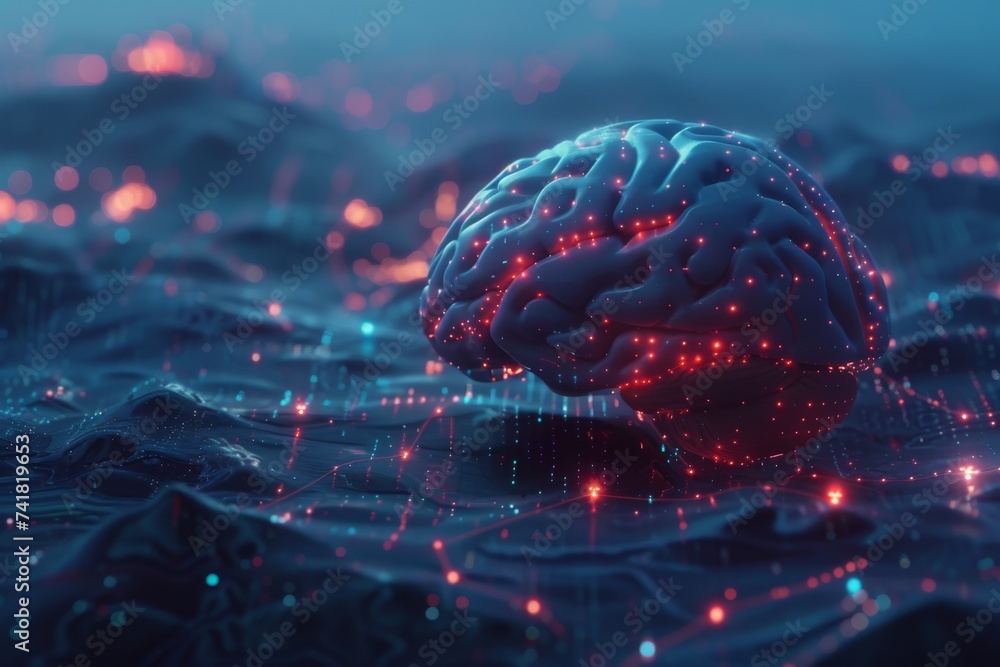 Poster ai brain chip sensory neurons. artificial intelligence cerebellar network human pcie mind circuit bo
