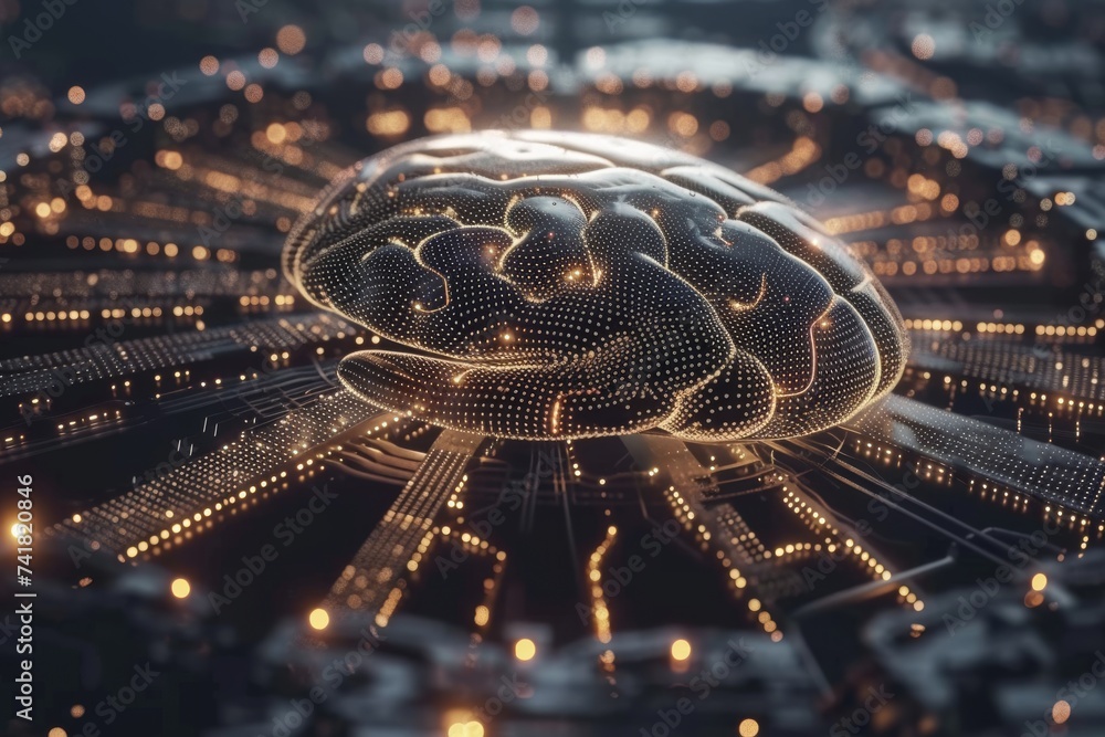 Aufkleber ai brain chip informatics policies. artificial intelligence brain boosters mind visionary ambition a