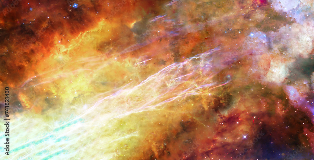 Wall mural somewhere in extreme deep space. far galaxies and stardust. science fiction background. elements of 