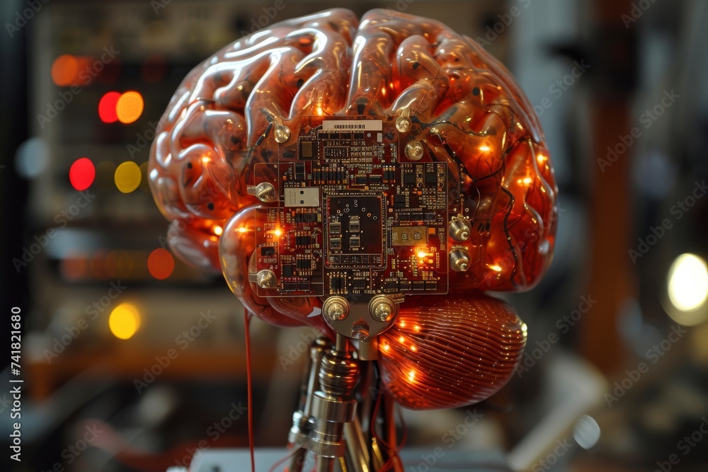 Aufkleber ai brain chip analog to digital converter. artificial intelligence axon transport mind quantum compl