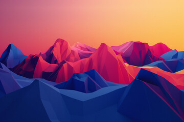 3d render of a simple geometric representation of mountains in bold colors - obrazy, fototapety, plakaty