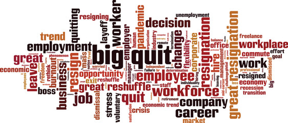 Big quit word cloud concept. Collage made of words about big quit. Vector illustration 
