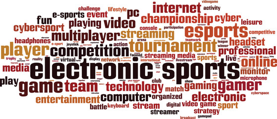 electronic sports word cloud concept. Collage made of words about electronic sports