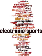 electronic sports word cloud concept. Collage made of words about electronic sports. Vector illustration 
