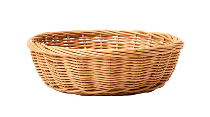 Fototapeta premium Wicker basket isolated on transparent background. Empty wicker basket.