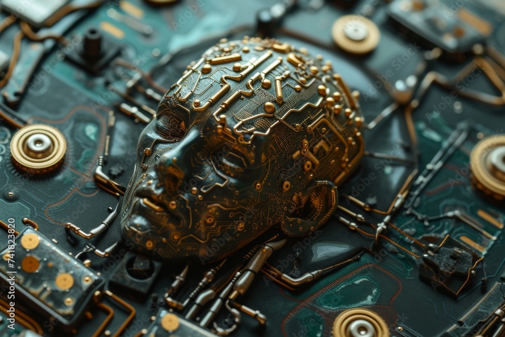Poster ai brain chip support vector machines. artificial intelligence wisdom mind cloud monitoring and mana