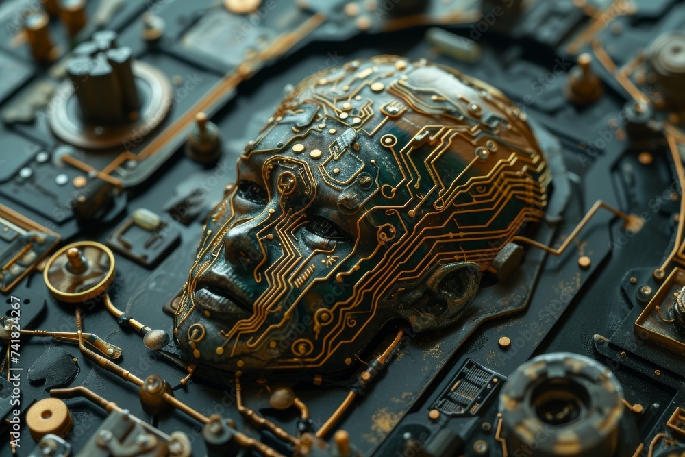 Poster ai brain chip cognitive computing use cases. artificial intelligence molecular beam epitaxy mind men