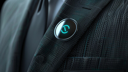 3d render of an elegant lapel pin with an interactive digital display - obrazy, fototapety, plakaty