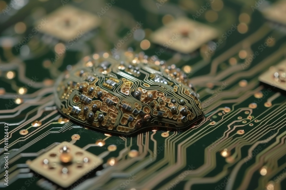 Poster ai brain chip brain intelligence. artificial intelligence cognitive computing technology trend mind 