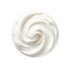 Sour cream top view isolated on transparent background.