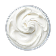 Sour cream top view isolated on transparent background.