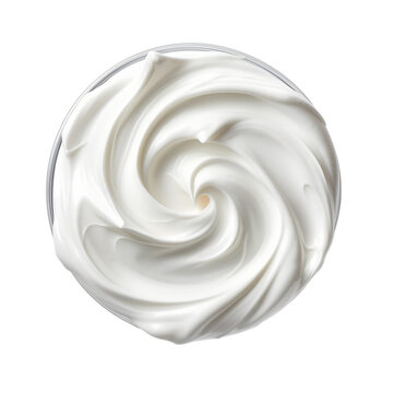 Sour cream top view isolated on transparent background.