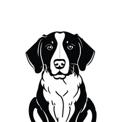 Fototapeta premium Vector black silhouette of a dog isolated on a white background.