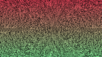 An illustration of a red and green gradient with black splotches and spots.
