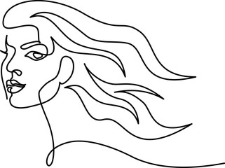 Abstract woman face. Hand drawn outline - 741829855