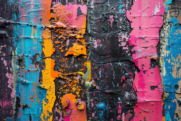 Photography of a close up on a multi colored textured piece of street art