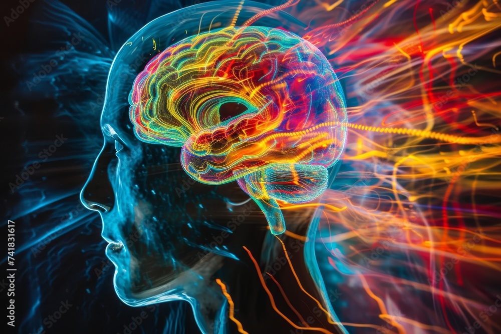 Poster ai brain chip federated learning. artificial intelligence neurotechnology integration mind emotional