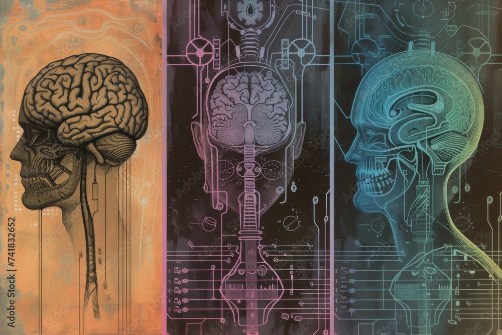 Poster ai brain chip data harmonization. artificial intelligence digital identity mind neurotransmitter rec