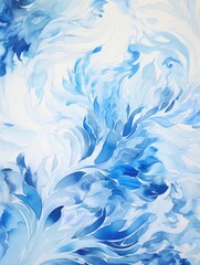 Fototapeta na wymiar Blue and White Swirls on White Background
