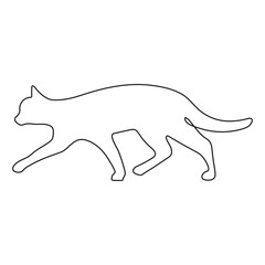 Cat profile in continuous single one line art drawing style.