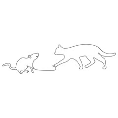 Cat profile in continuous single one line art drawing style.