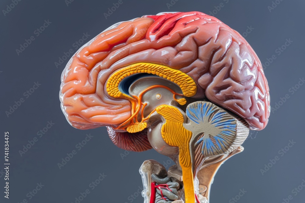 Aufkleber ai brain chip neon strawberry pink. artificial intelligence dopamine human subiculum mind circuit bo