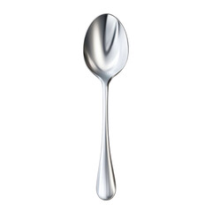 Shiny Vertical Silver Spoon Isolated on a transparent background