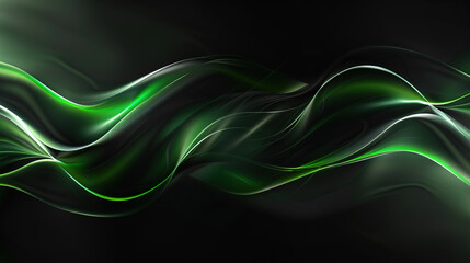 Beautiful dark abstract background with green wave