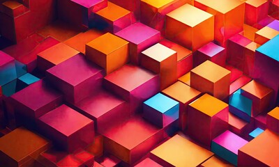 Spectrum of stacked multi-colored blocks in the style of cubism. Abstract colorful pattern. Idea phone background.