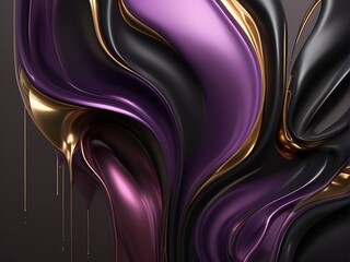 Close up view purple and gold swirl abstraction pattern, wallpaper with wavy and curved lines on it. Liquid background.
