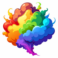 Colorful rainbow paint color smoke cloud explosion isolated on WHITE background 