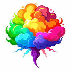 Colorful rainbow paint color smoke cloud explosion isolated on WHITE background 