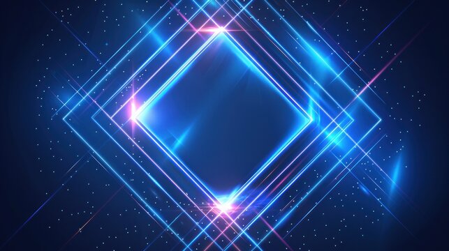 Futuristic concept square shape neon lines abstract technology future AI generated image