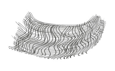 Illustration of a black fishing or football net.Checkered wavy background in doodle style.