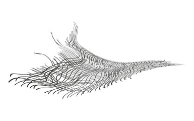 Illustration of a black fishing or football net.Checkered wavy background in doodle style.