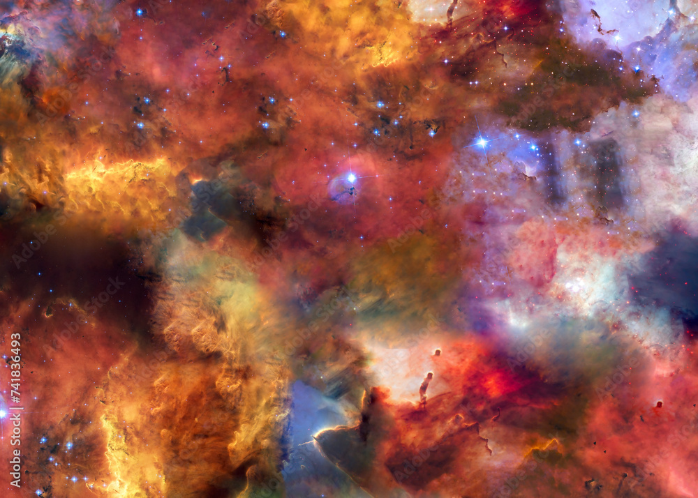 Wall mural somewhere in extreme deep space far galaxies and stardust. science fiction background. elements of t