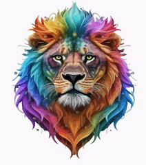 Rainbow colored lion Images 