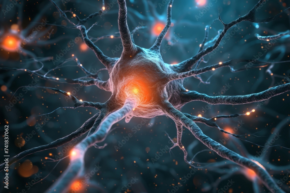 Poster ai brain chip neurological testing. artificial intelligence e commerce human neurobiology mind circu
