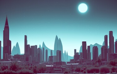 Urban Dreamscape: City Skyline at Night