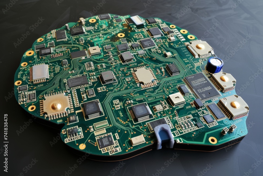 Poster ai brain chip biosensors. artificial intelligence brain visualization mind neural oscillations axon.