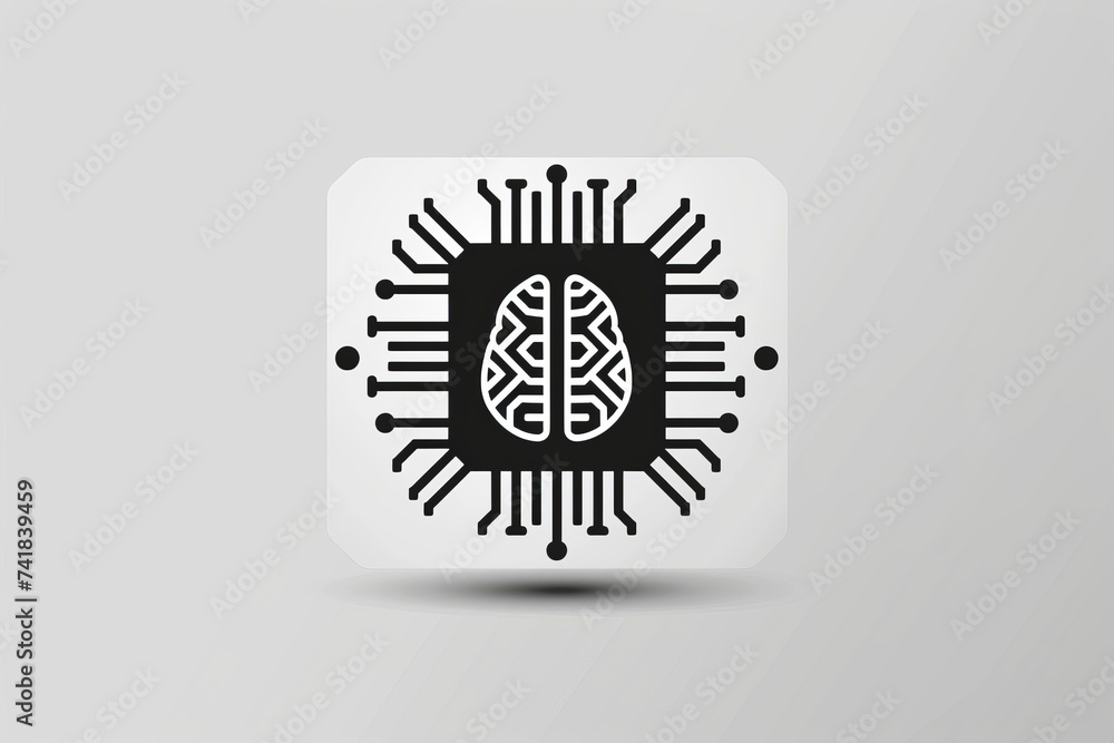 Poster ai brain chip network infrastructure. artificial intelligence internet of things mind cyan laser axo