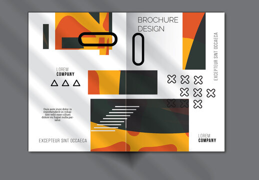 Brochure Cover Layout Geometric Shapes and Abstract Bright Rectangles on White