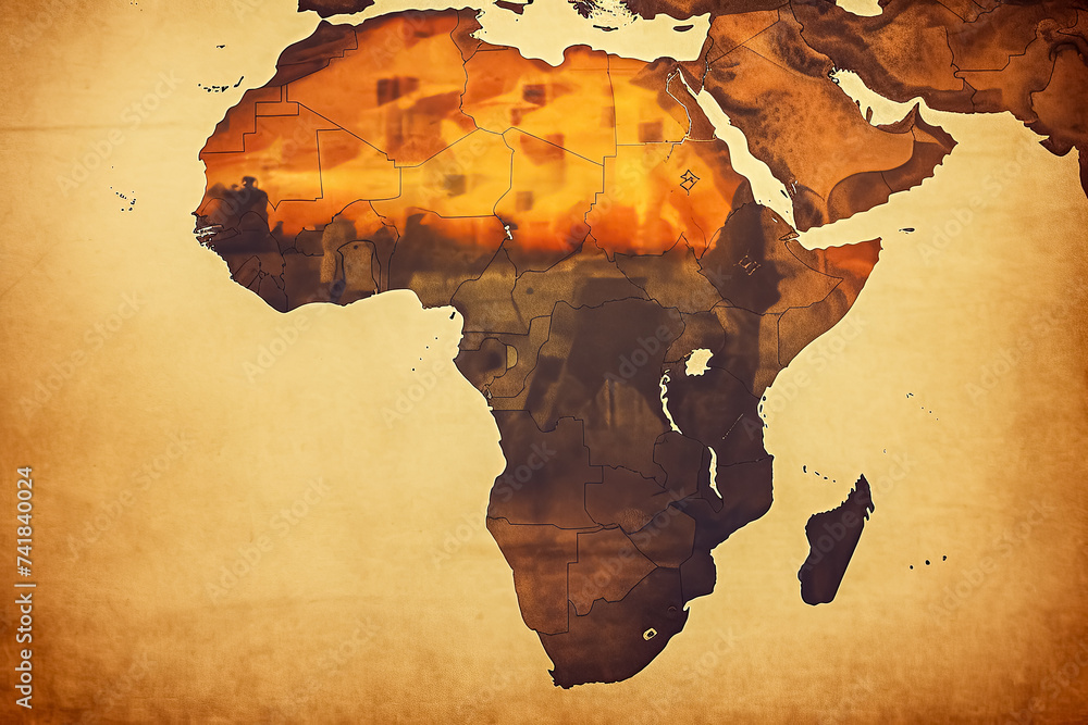 Wall mural Celebrate World Africa Day with an illustration featuring the iconic map of Africa