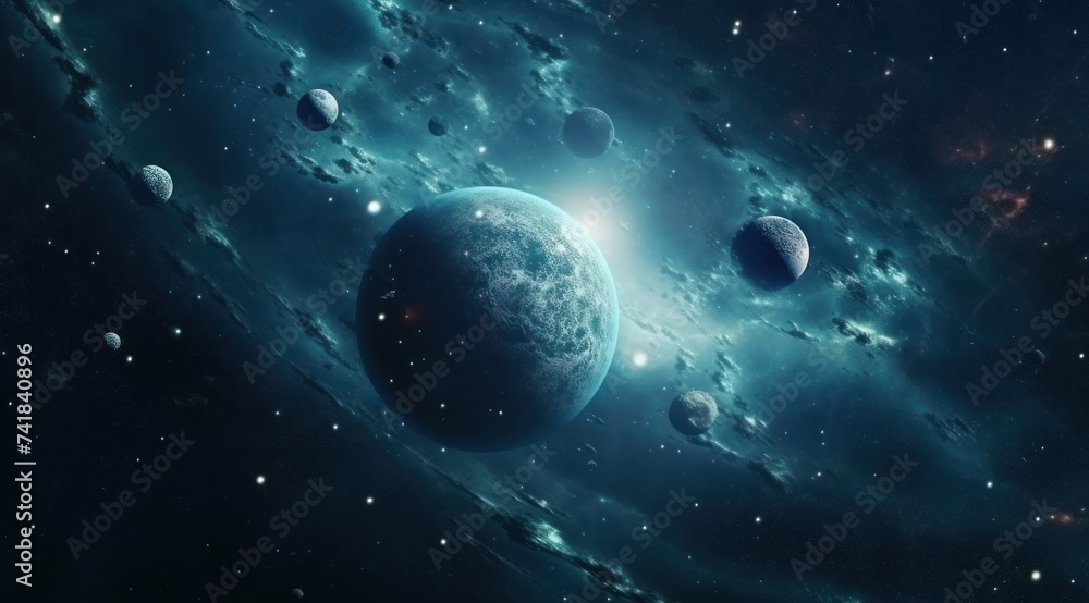 Wall mural planets in space from the outer space wallpape