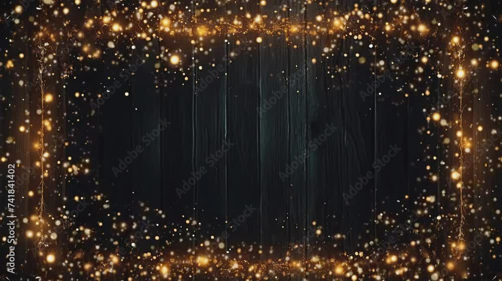 Poster particles loop frame transparent video. gold frame